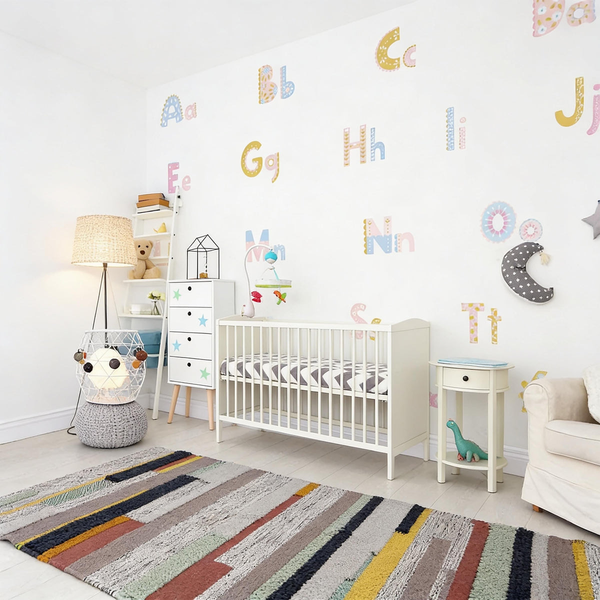 Floral Alphabet Wall Decals Vinyl displayed in a styled space