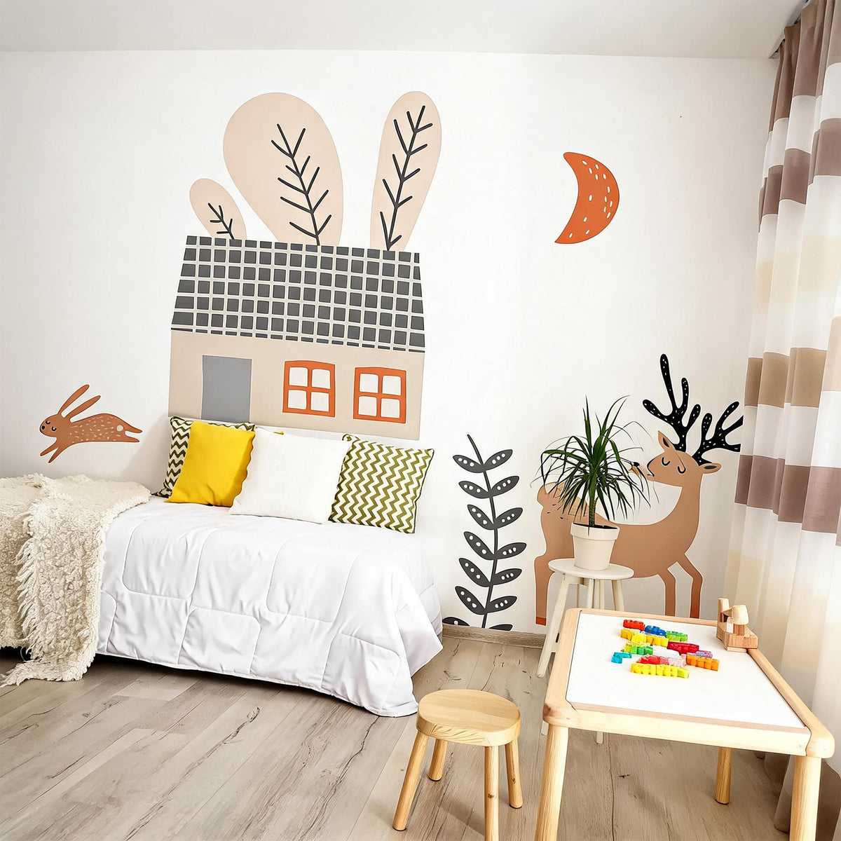Woodland Wall Decals Vinyl displayed in a styled space