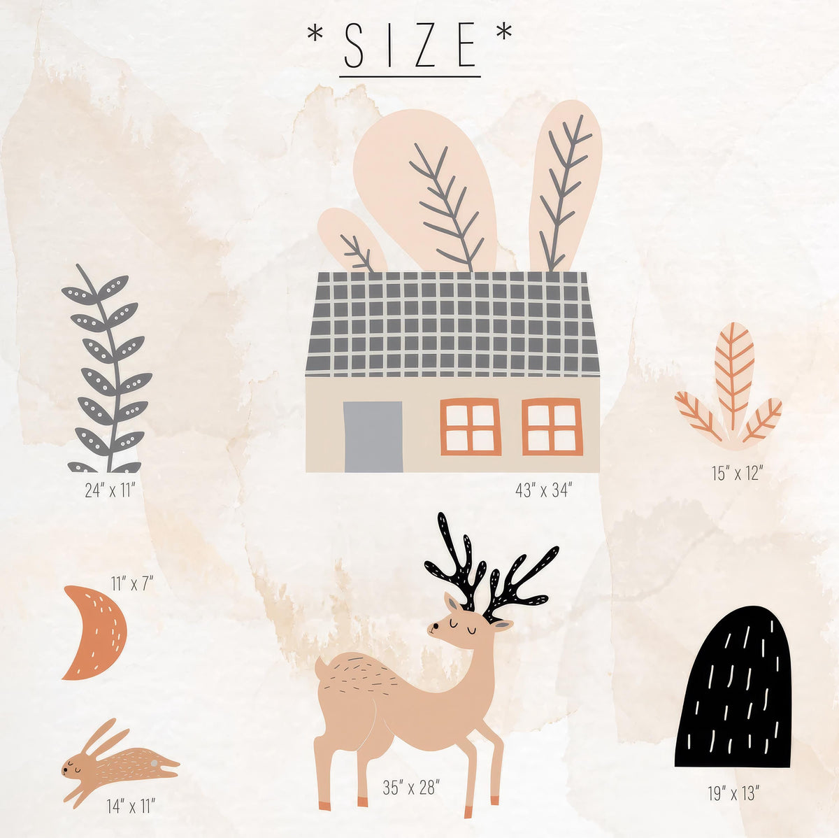 Close-up detail of woodland wall decals vinyl matte vinyl finish