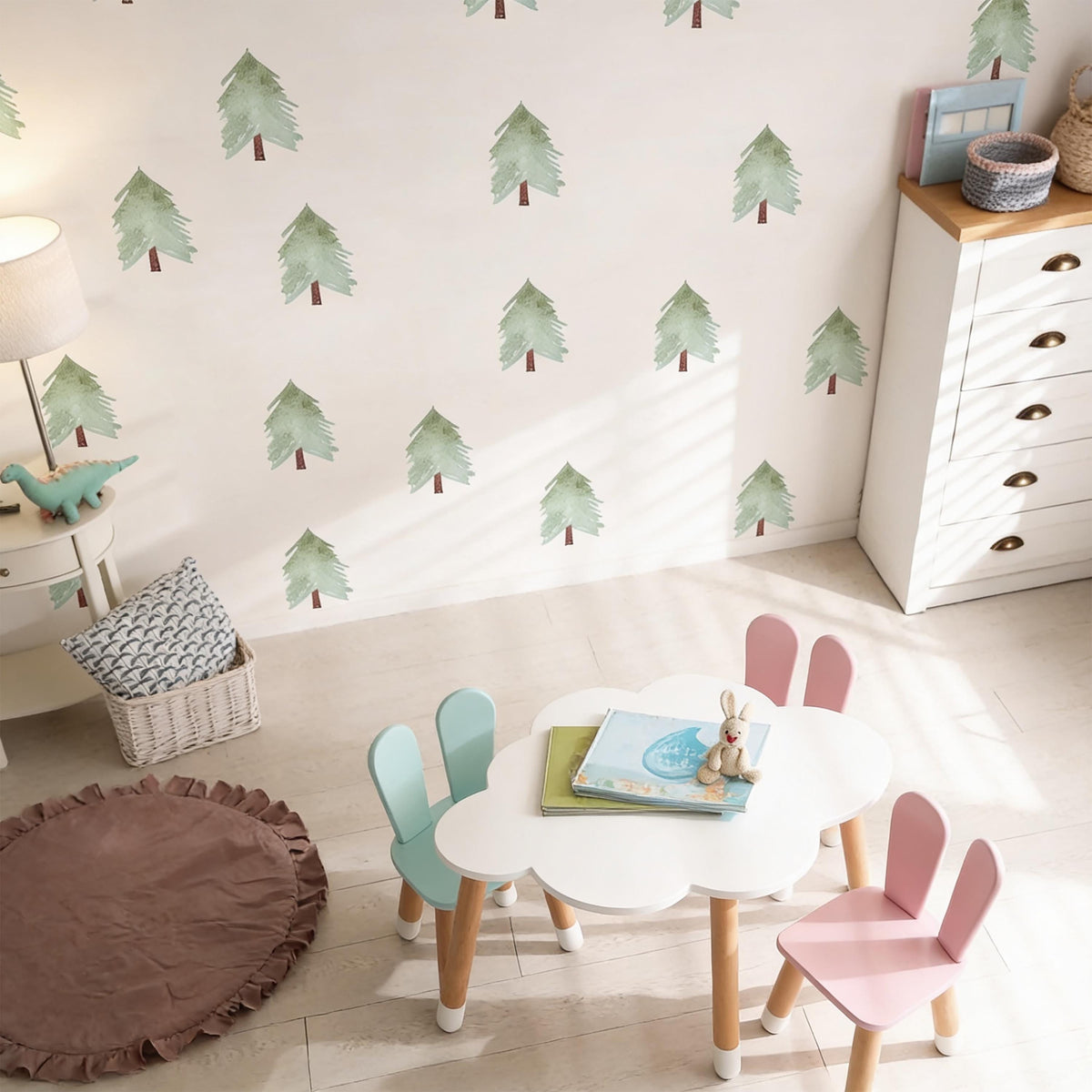 Pine Tree Wall Decals Vinyl size reference on a wall
