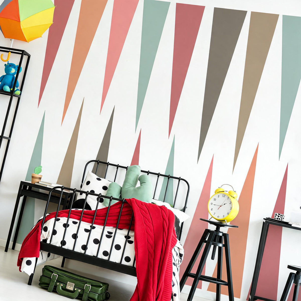 Boho Triangle Wall Decals Vinyl displayed in a styled space