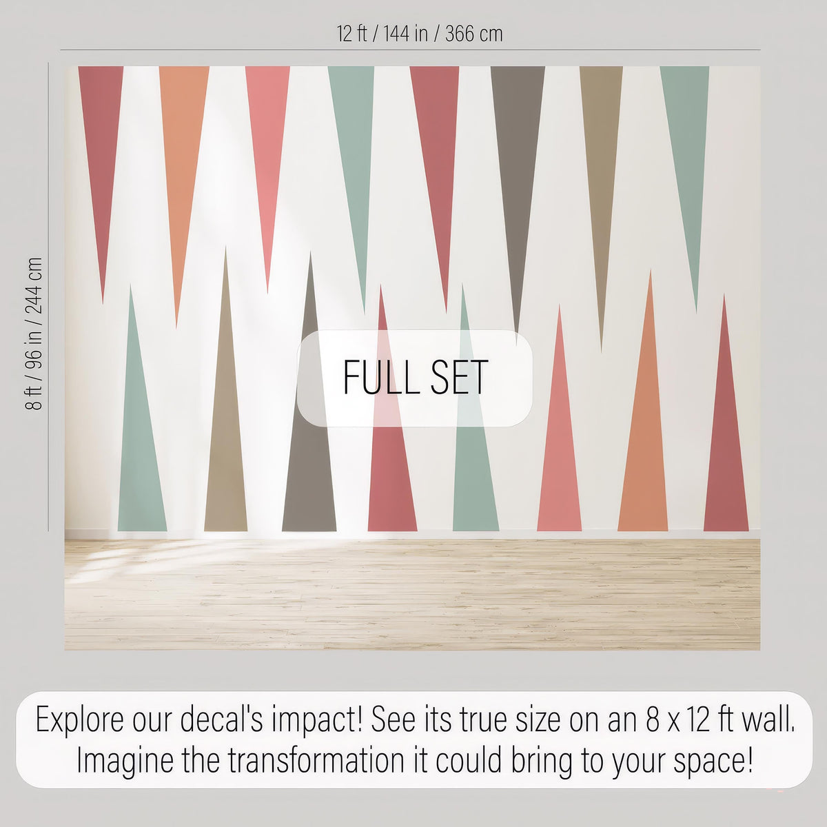 Boho Triangle Wall Decals Vinyl close-up styled detail