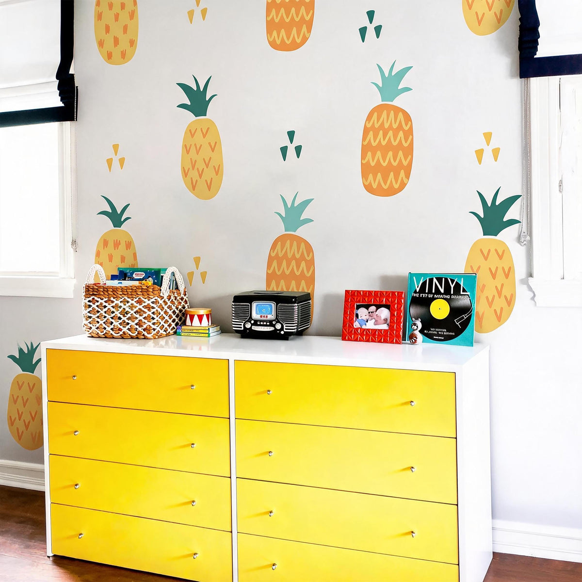Pineapple Wall Decals Vinyl styled in a room setting
