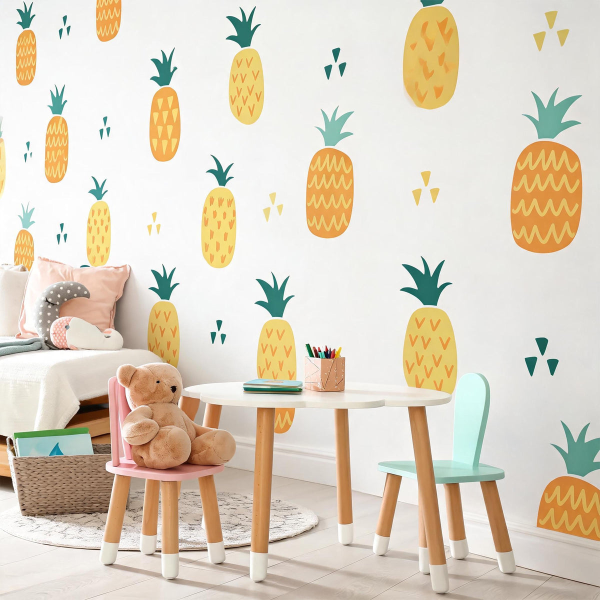 Pineapple Wall Decals Vinyl size reference on a wall