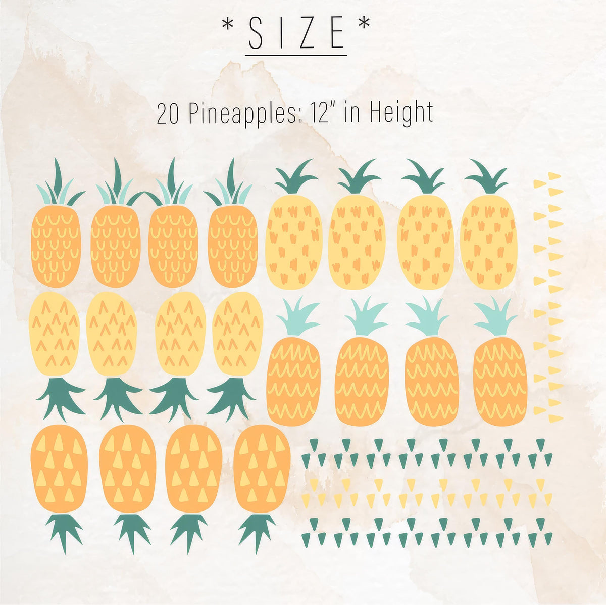 Close-up detail of pineapple wall decals vinyl matte vinyl finish