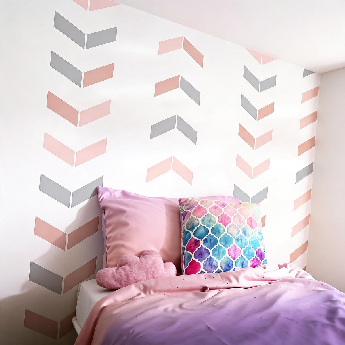 Herringbone Wall Decals Vinyl size reference on a wall