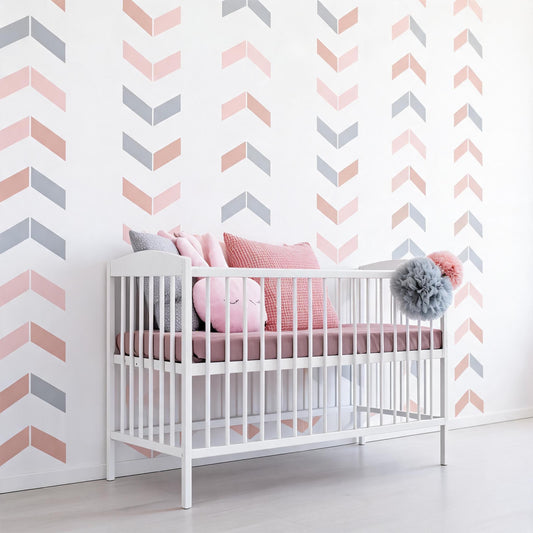 Herringbone Wall Decals Vinyl installed on a styled wall