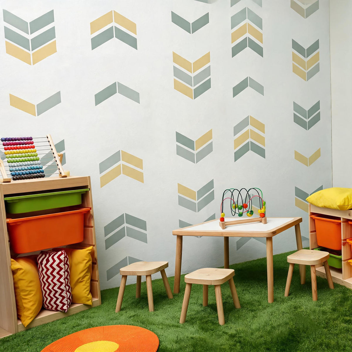 Herringbone Wall Decals Vinyl displayed in a styled space