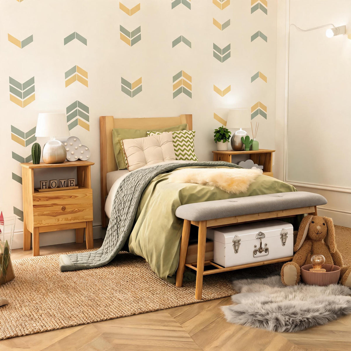 Herringbone Wall Decals Vinyl size reference on a wall