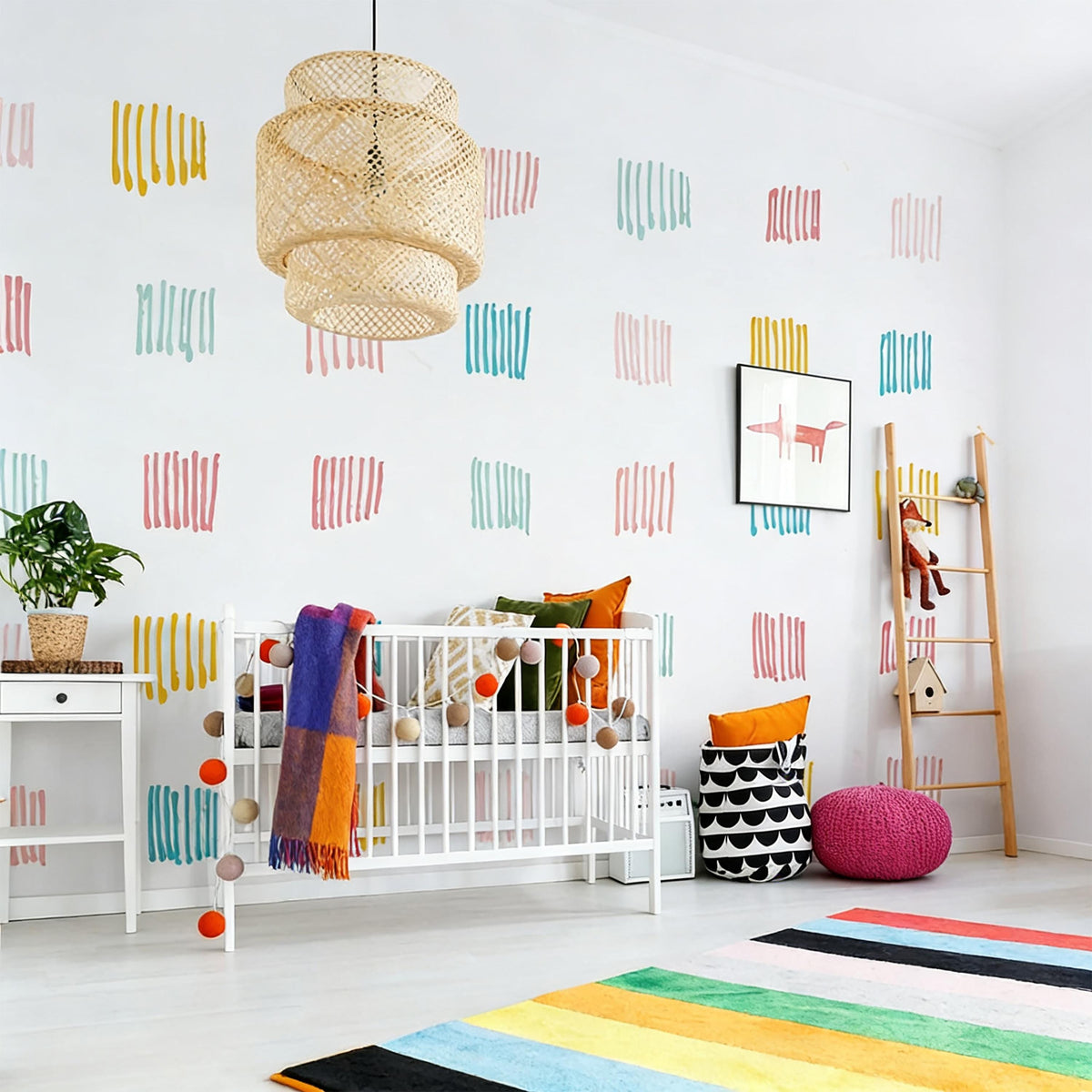 Color Block Wall Decals Vinyl displayed in a styled space