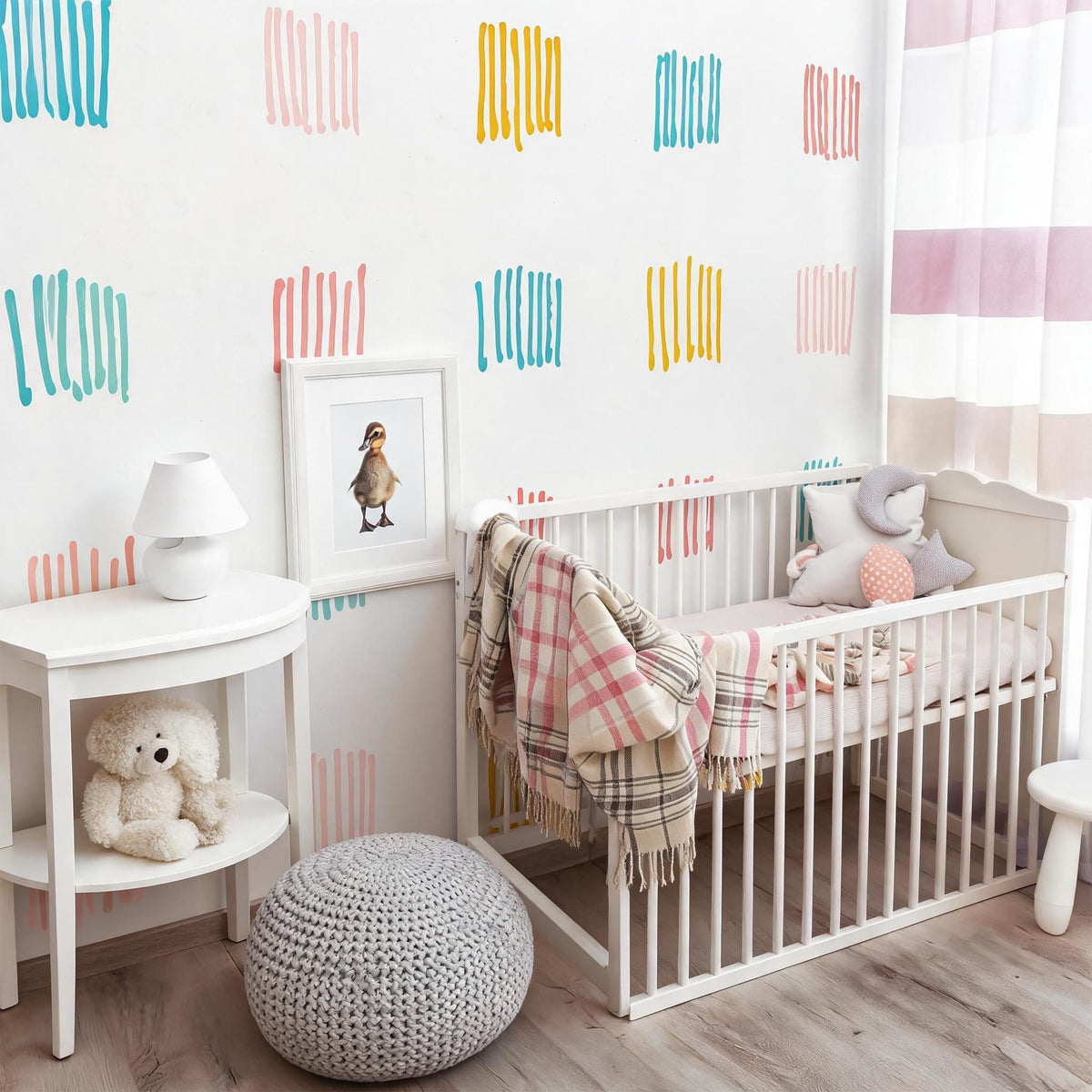 Color Block Wall Decals Vinyl size reference on a wall