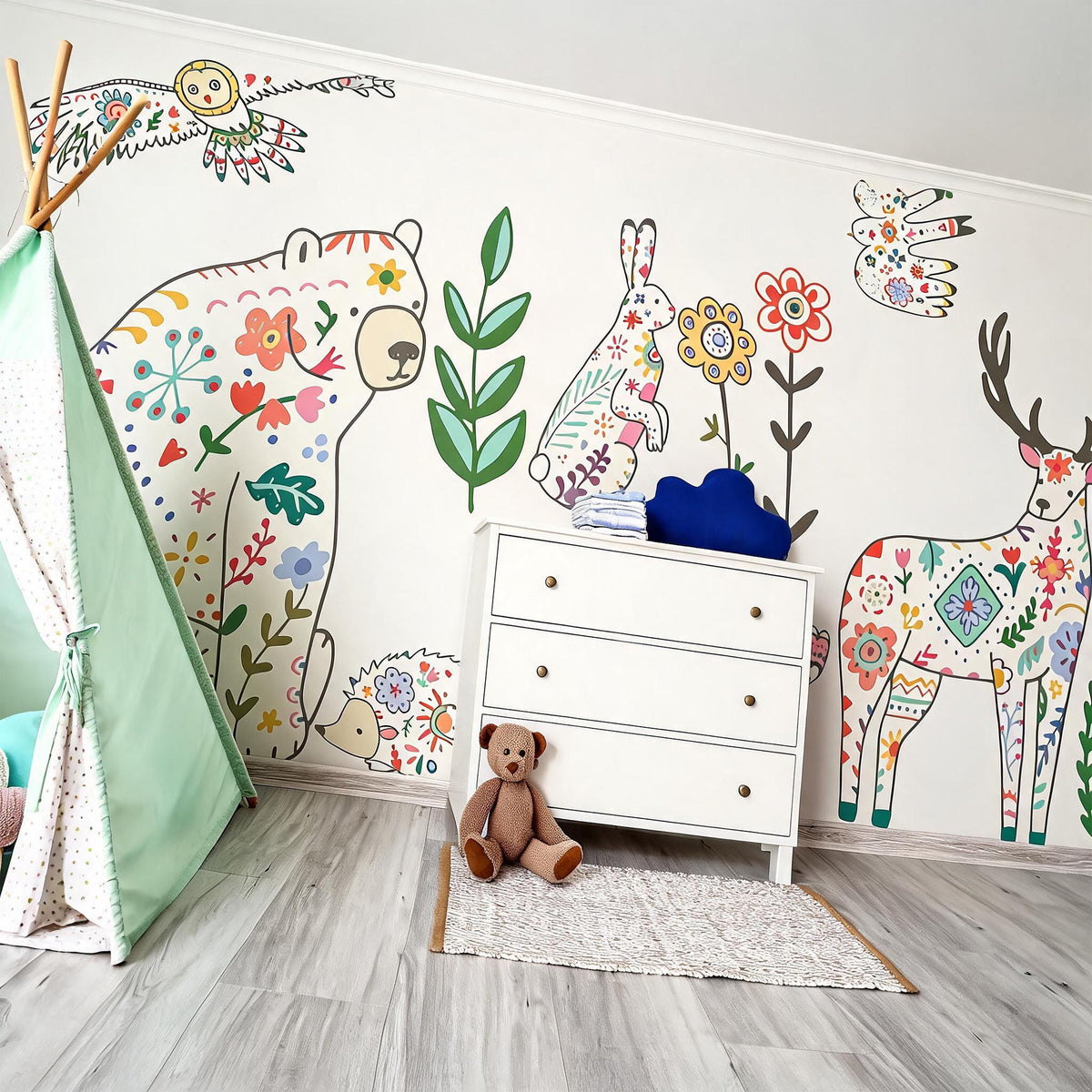 Woodland Animal Wall Decals Vinyl decal sheet flat-lay