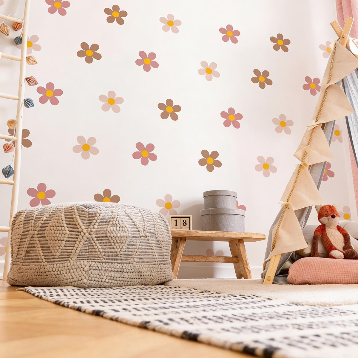 Retro Flower Wall Decals Vinyl decal sheet flat-lay
