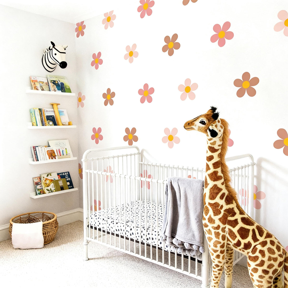 Retro Flower Wall Decals Vinyl close-up styled detail