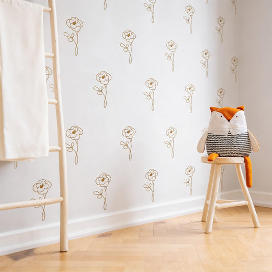 Minimal Flower Wall Decals Vinyl installed on a styled wall