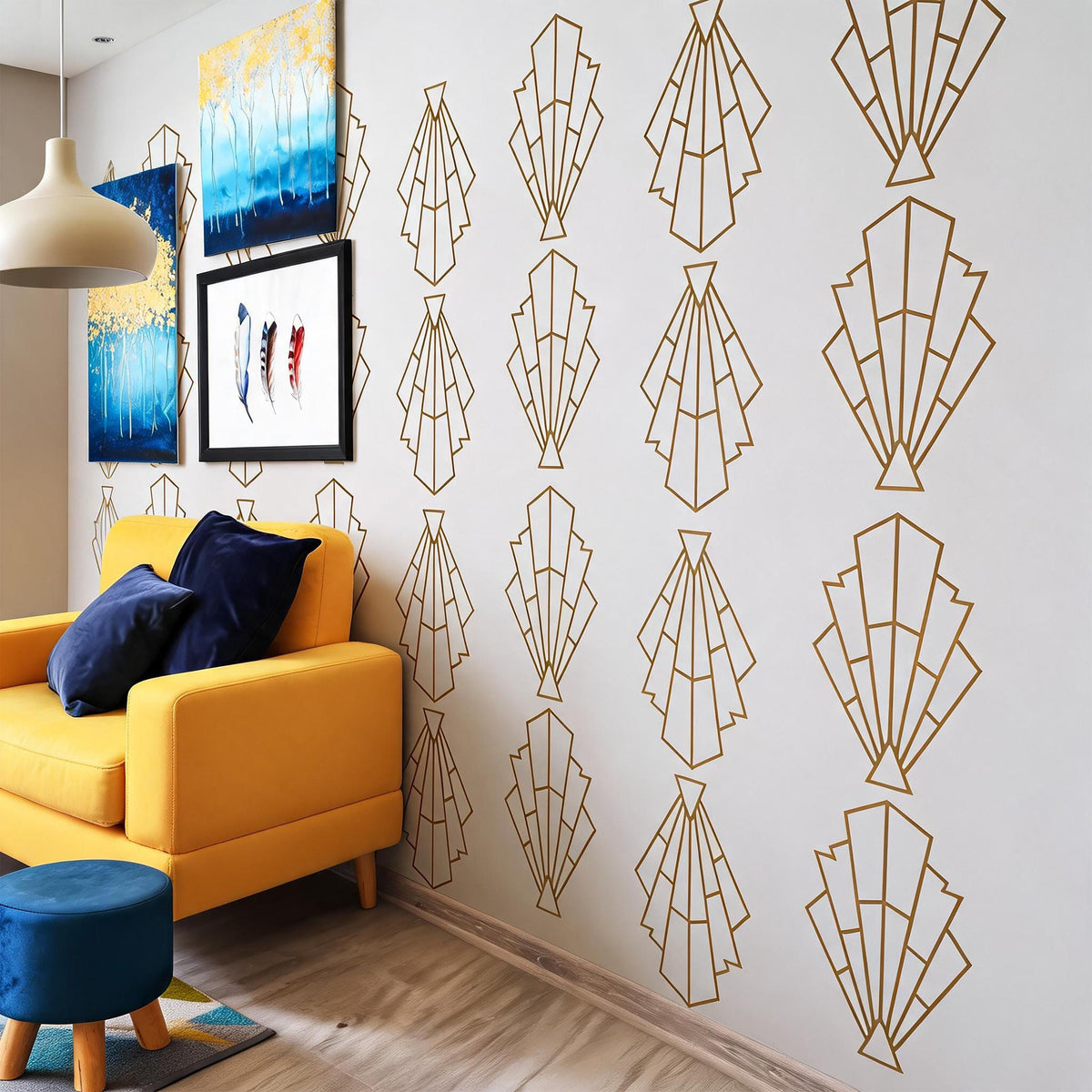 Art Deco Wall Decals Vinyl styled in a room setting