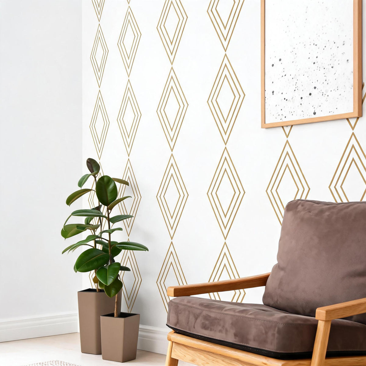 Geometric Diamond Wall Decals Vinyl size reference on a wall