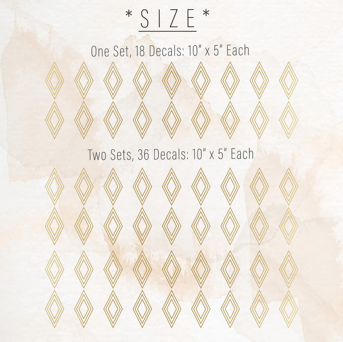 Close-up detail of geometric diamond wall decals vinyl matte vinyl finish