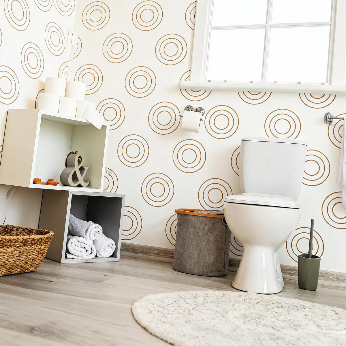 Circle Wall Decals Vinyl displayed in a styled space