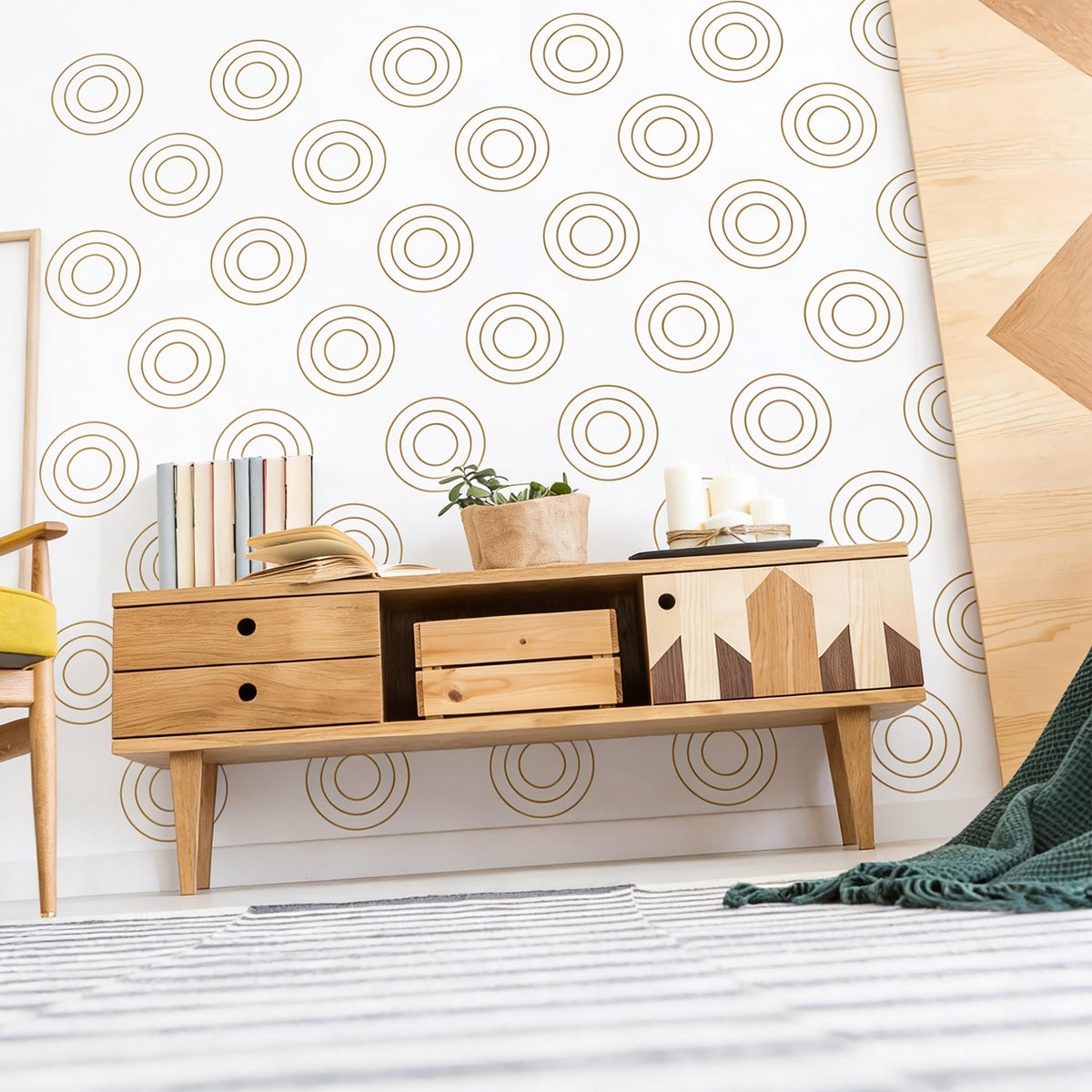 Circle Wall Decals Vinyl shown in a home interior