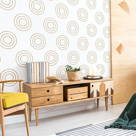 Circle Wall Decals Vinyl installed on a styled wall