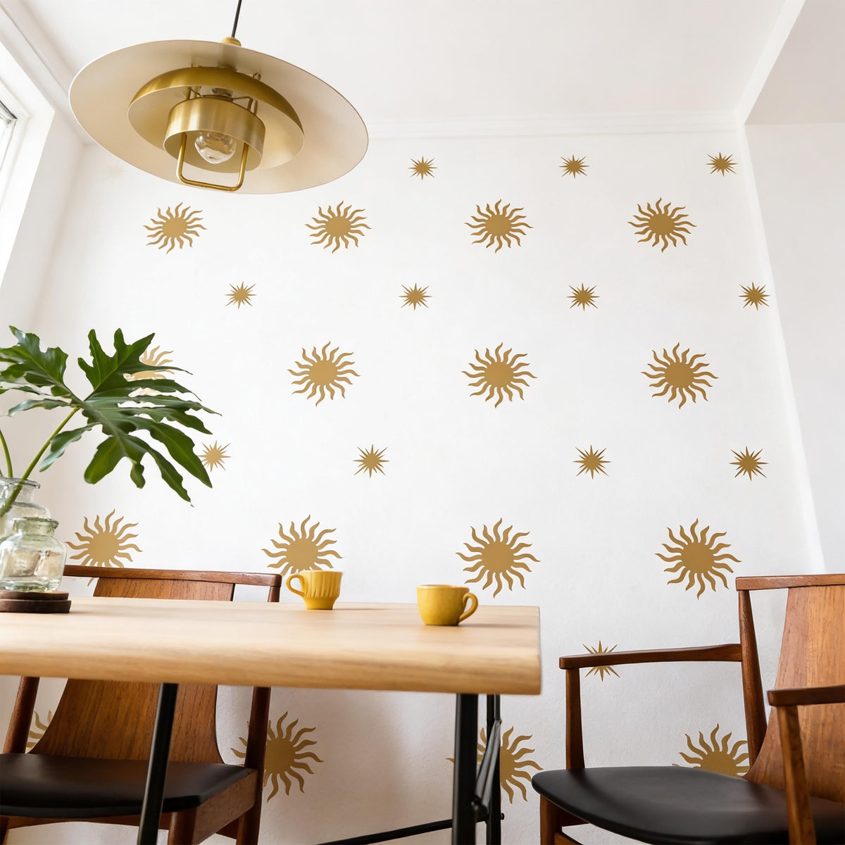 Sun and Star Wall Decals Vinyl displayed in a styled space