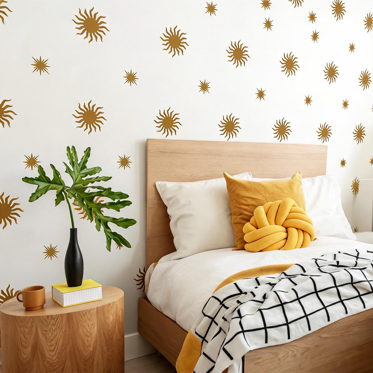 Sun and Star Wall Decals Vinyl shown in a home interior