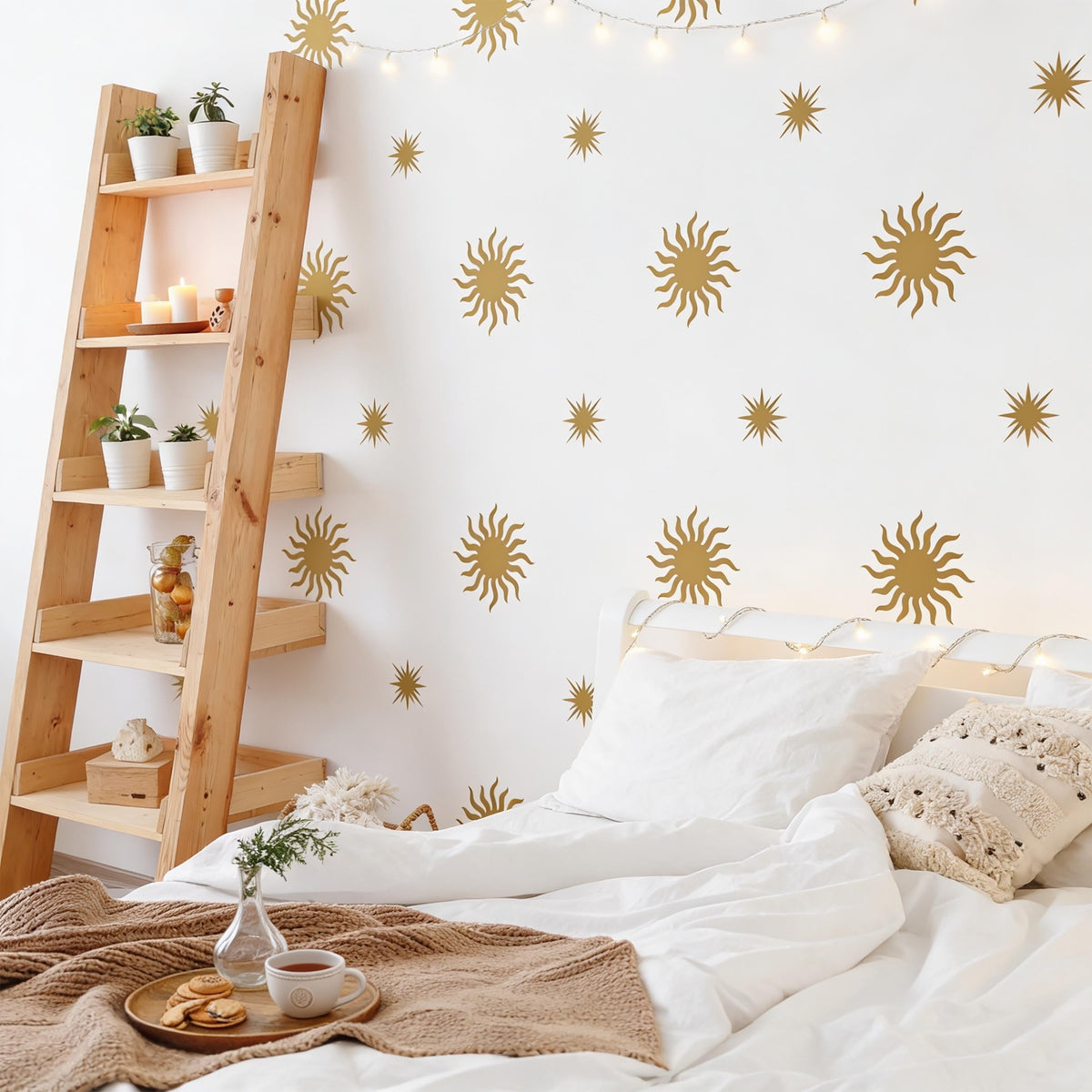 Sun and Star Wall Decals Vinyl size reference on a wall