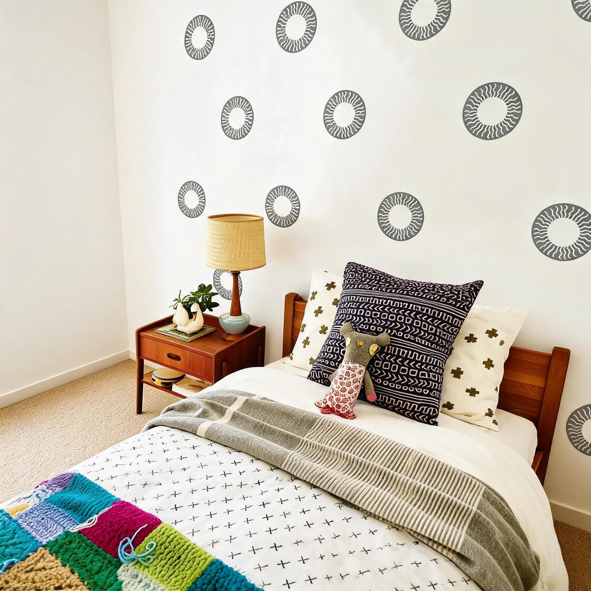 Sun Wall Decals Vinyl displayed in a styled space