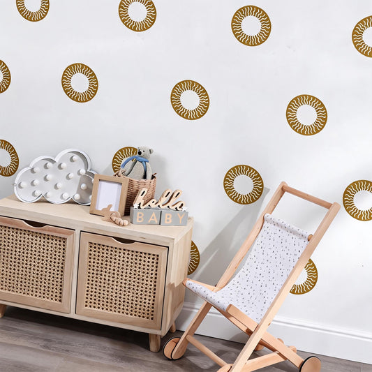 Sun Wall Decals Vinyl installed on a styled wall