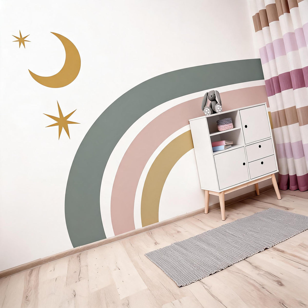 Rainbow Wall Decal Vinyl styled in a room setting