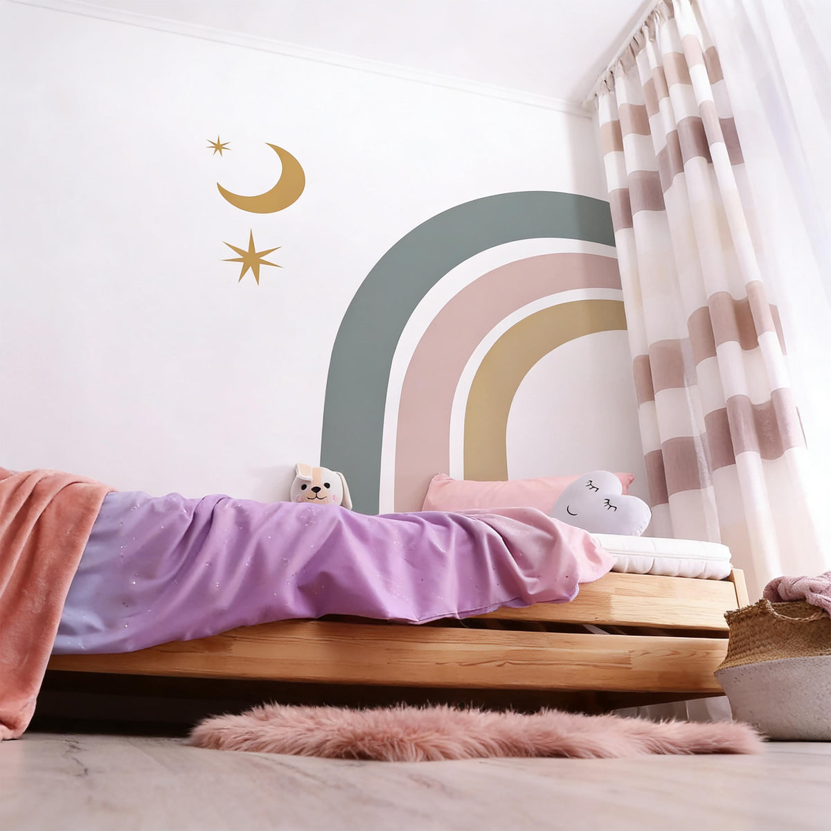 Rainbow Wall Decal Vinyl displayed in a styled space
