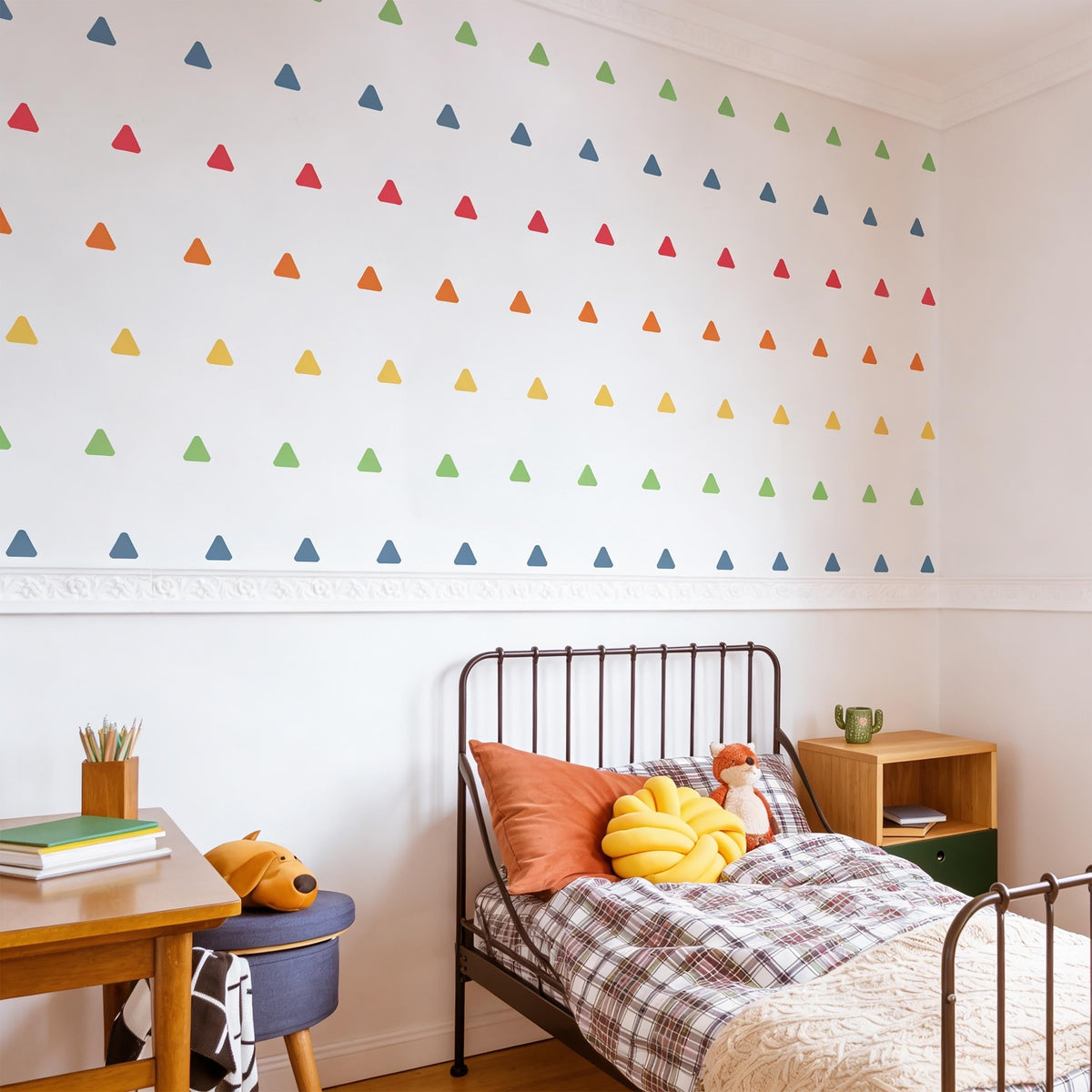 Colorful Shape Wall Decals arranged on a feature wall