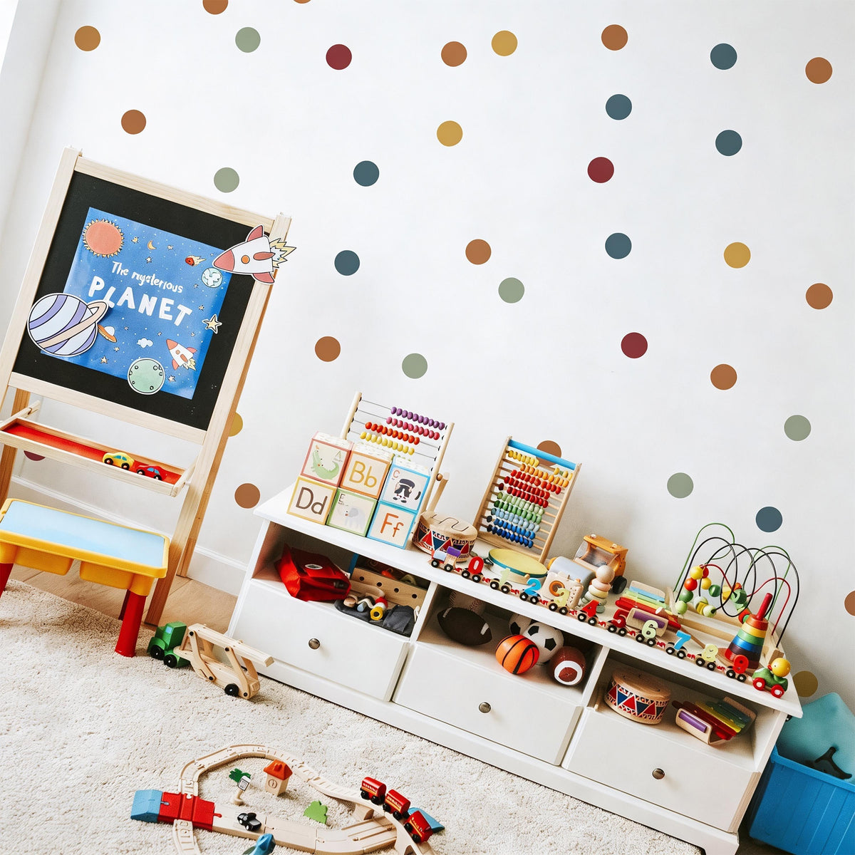 Colorful Shape Wall Decals size reference on a wall