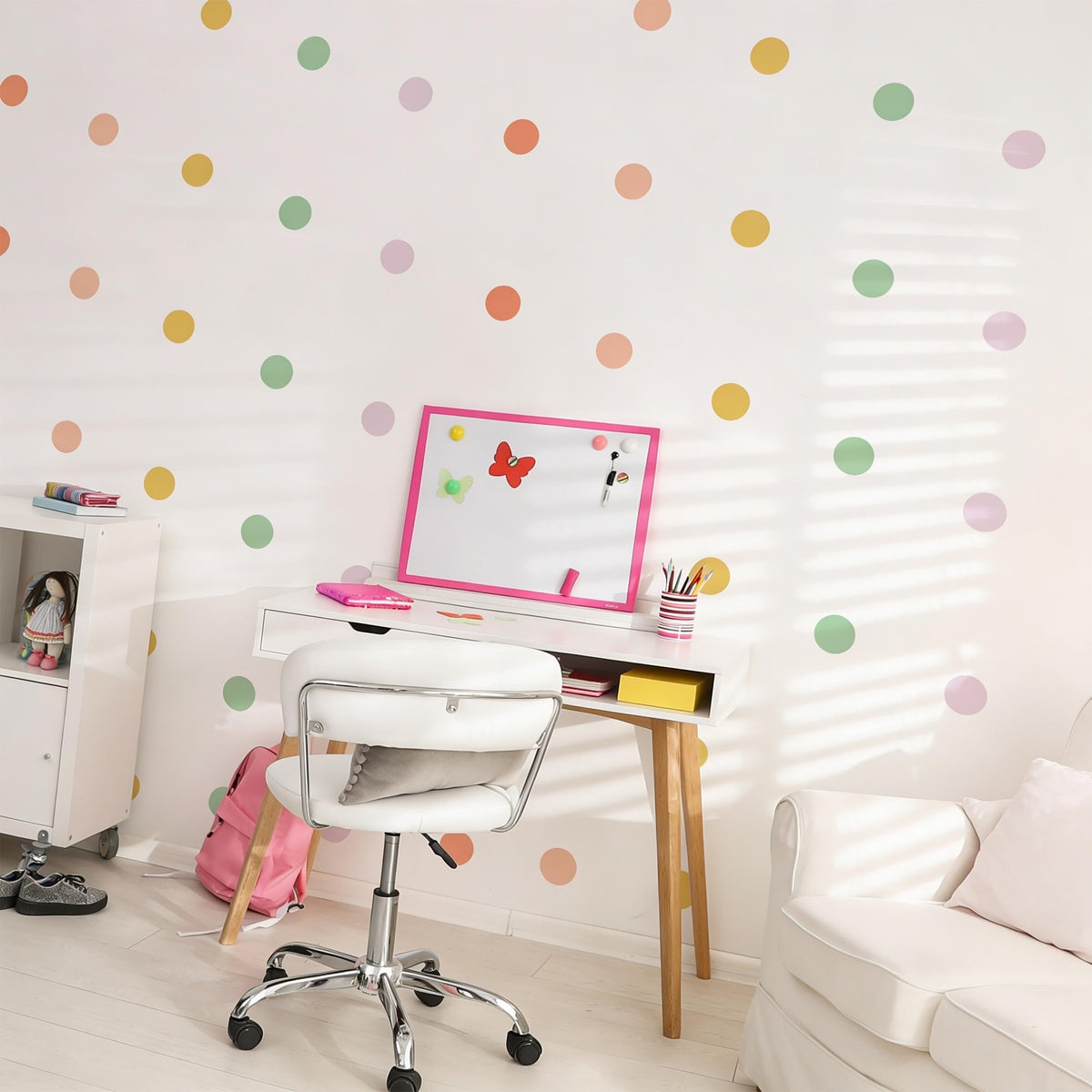 Colorful Shape Wall Decals shown in a home interior