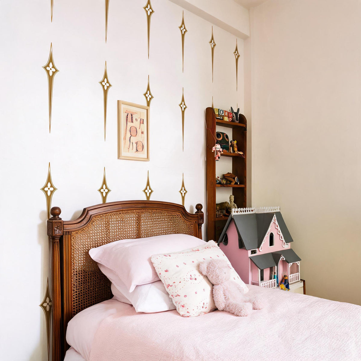 Mid Century Wall Decals arranged on a feature wall
