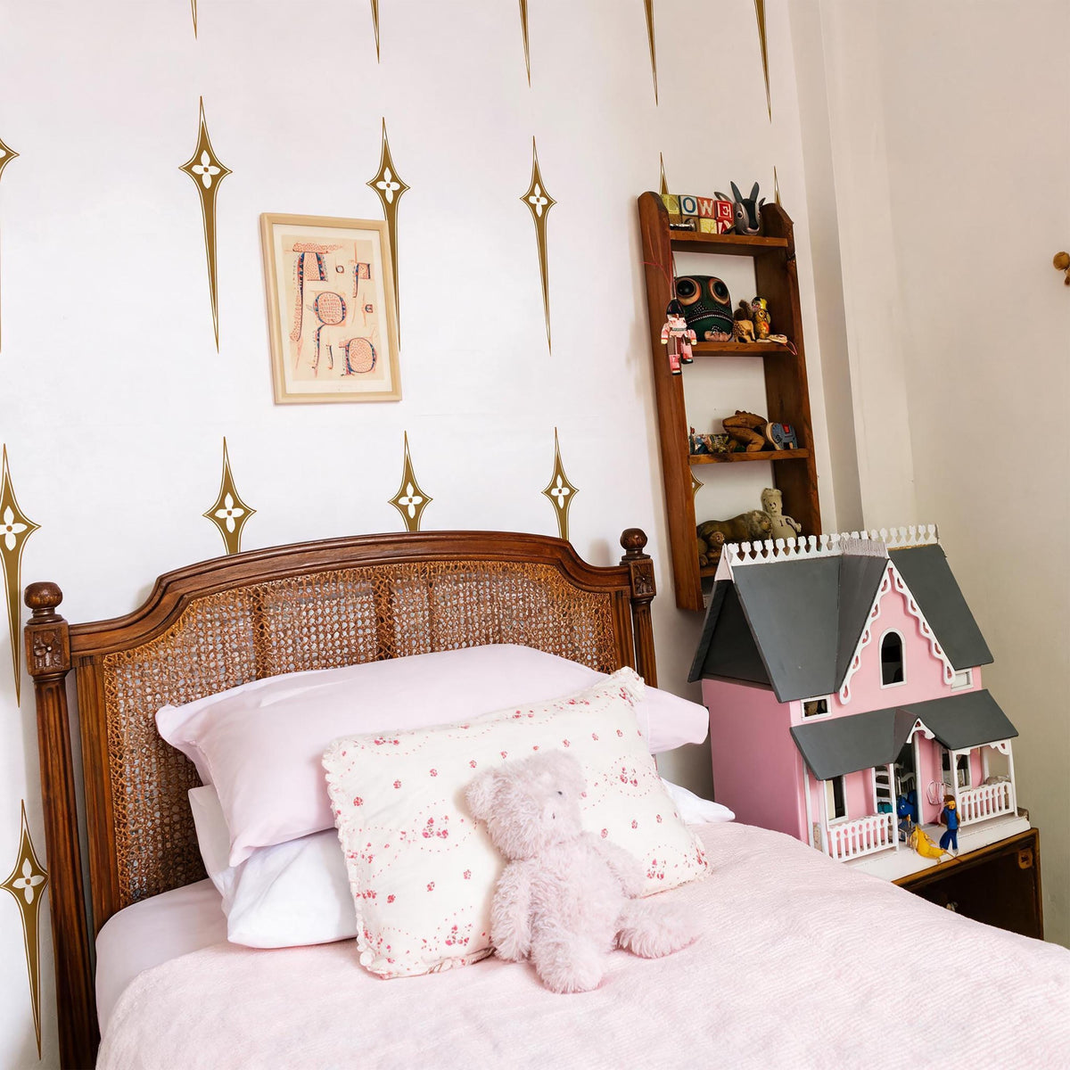 Mid Century Wall Decals styled in a room setting