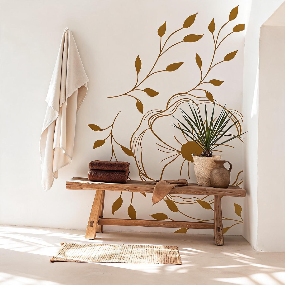 Floral Corner Wall Decals arranged on a feature wall