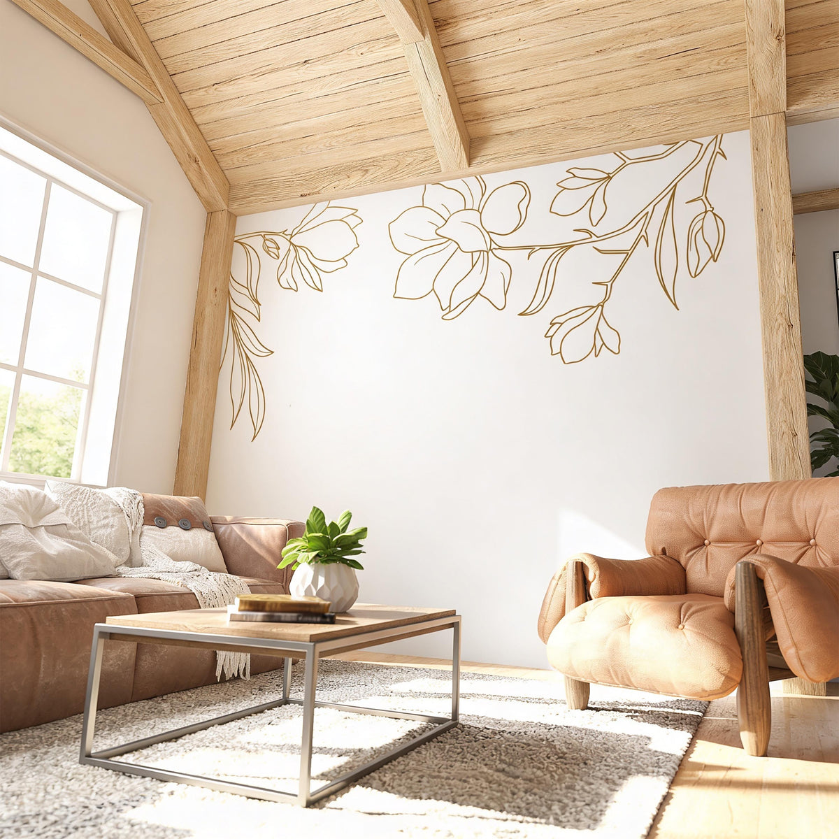 Magnolia Wall Decals displayed in a styled space