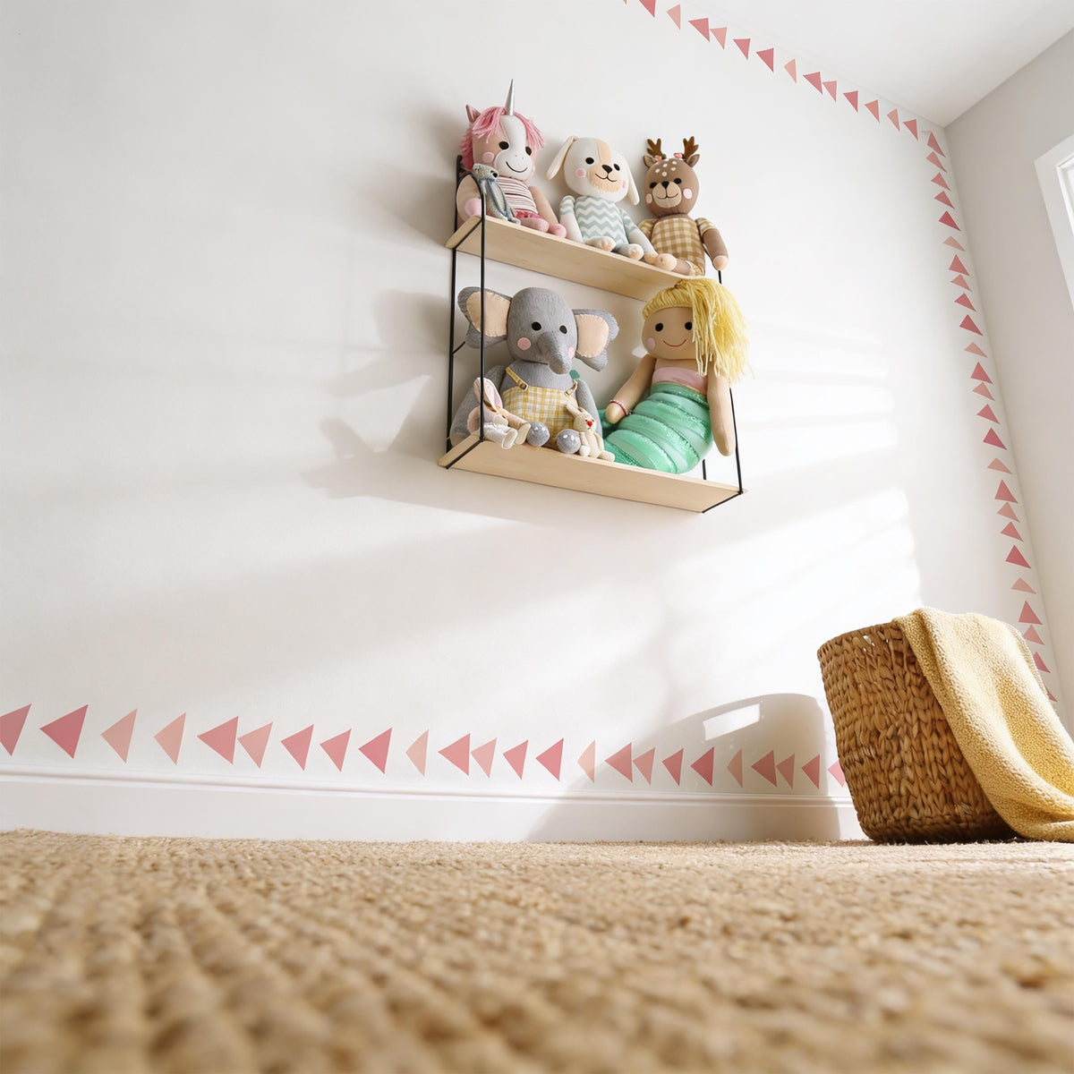 Triangle Wall Decal Border arranged on a feature wall
