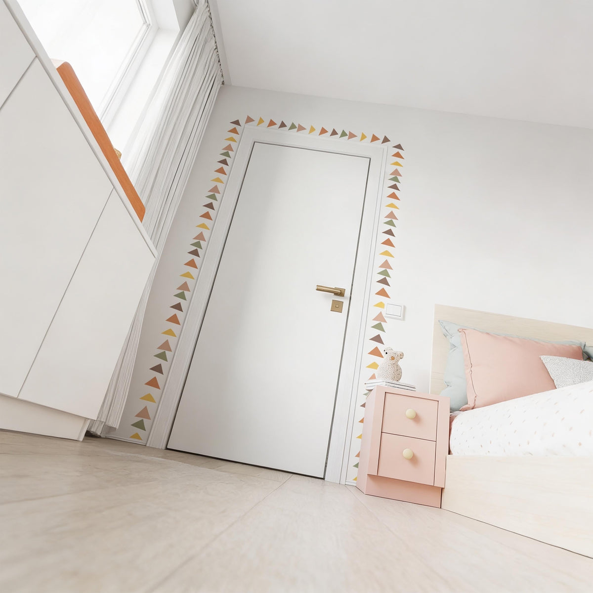 Triangle Wall Decal Border displayed in a styled space