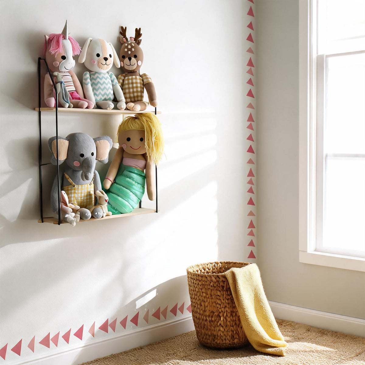 Triangle Wall Decal Border styled in a room setting