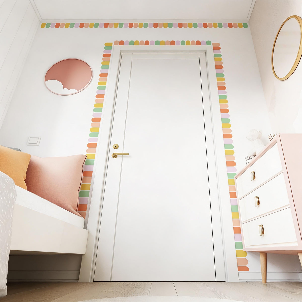 Scallop Wall Decal Border styled in a room setting