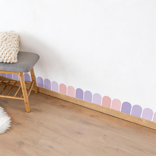 Scallop Wall Decal Border installed on a styled wall