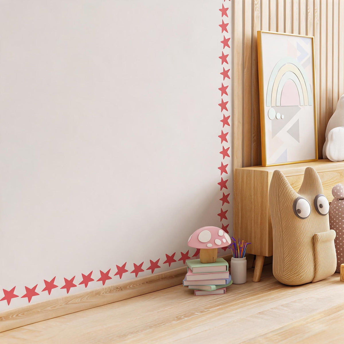 Star Wall Decal Border arranged on a feature wall