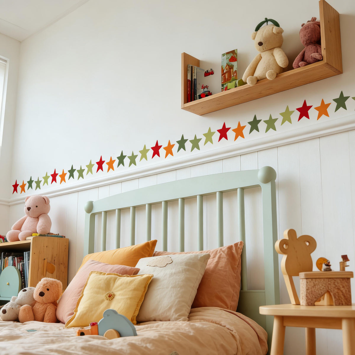 Star Wall Decal Border styled in a room setting