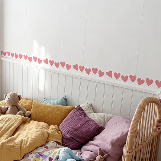 Heart Wall Decal Border installed on a styled wall