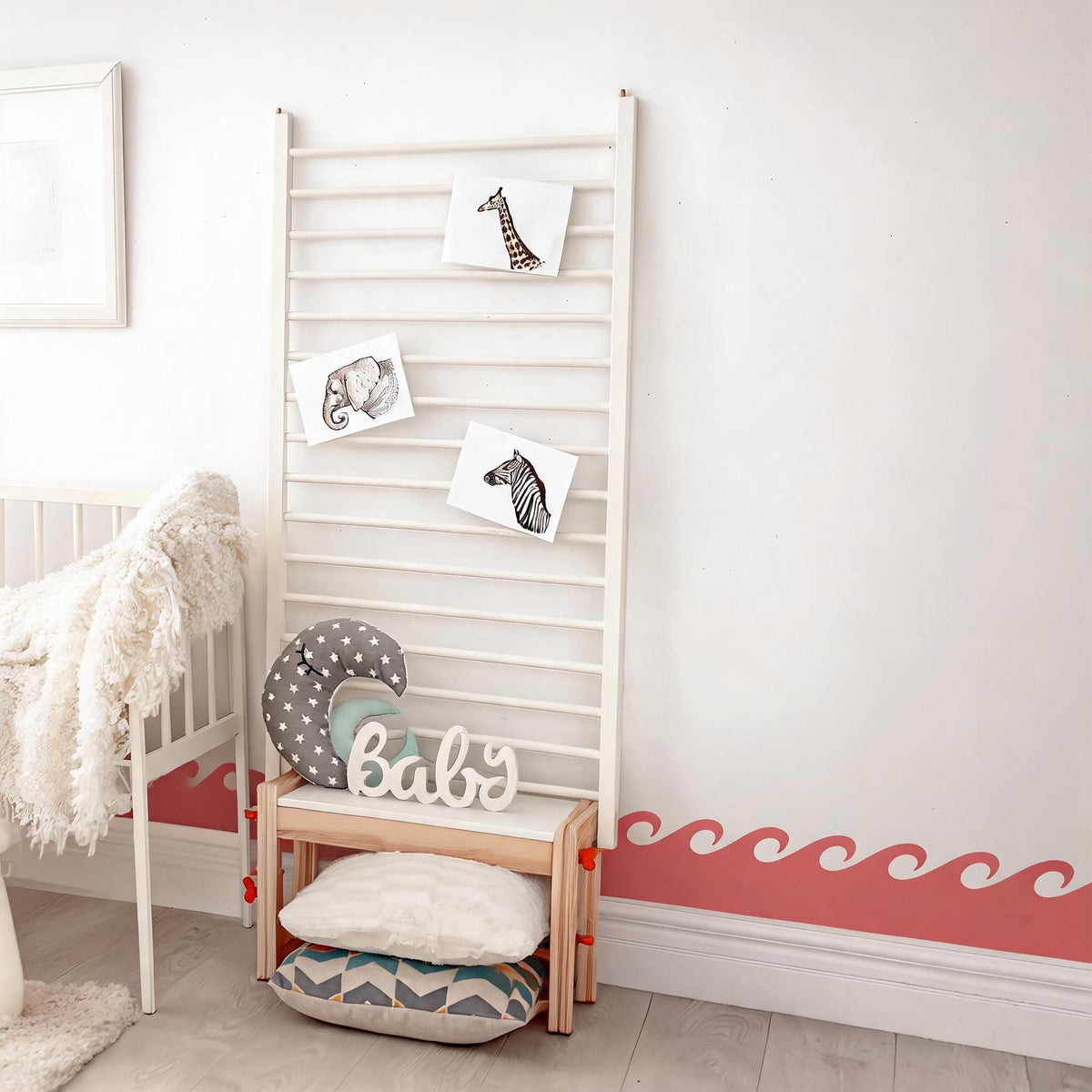 Wave Wall Decal Border shown in a home interior