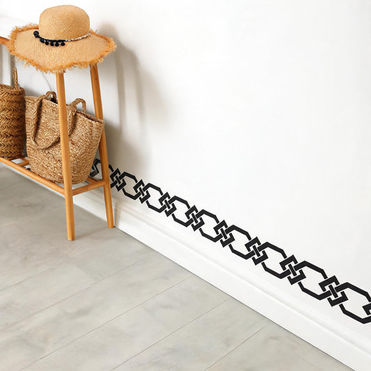 Geometric Wall Decal Border installed on a styled wall