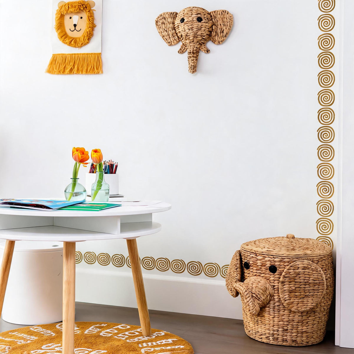 Greek Key Wall Decal Border shown in a home interior